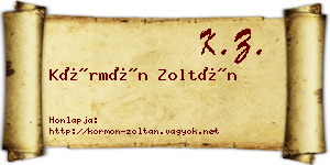 Körmön Zoltán névjegykártya